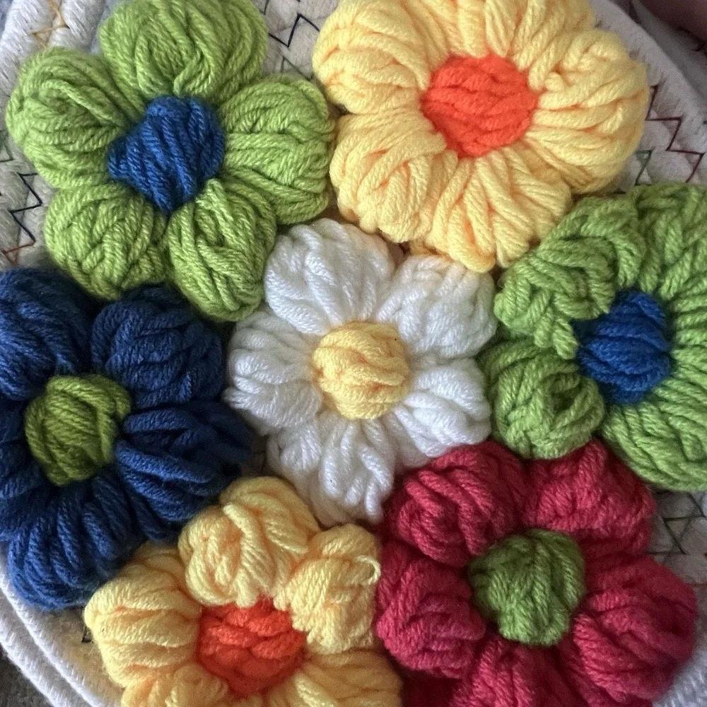 Crochet Floral Crossbody Bag Colorful Flower Boho Cottagecore Woven Open